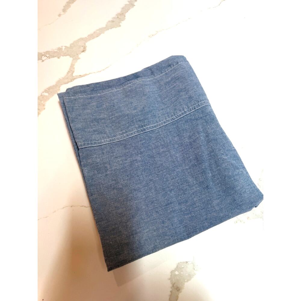 Ralph Lauren 100% cotton king pillow case chambray denim blue cottage USA